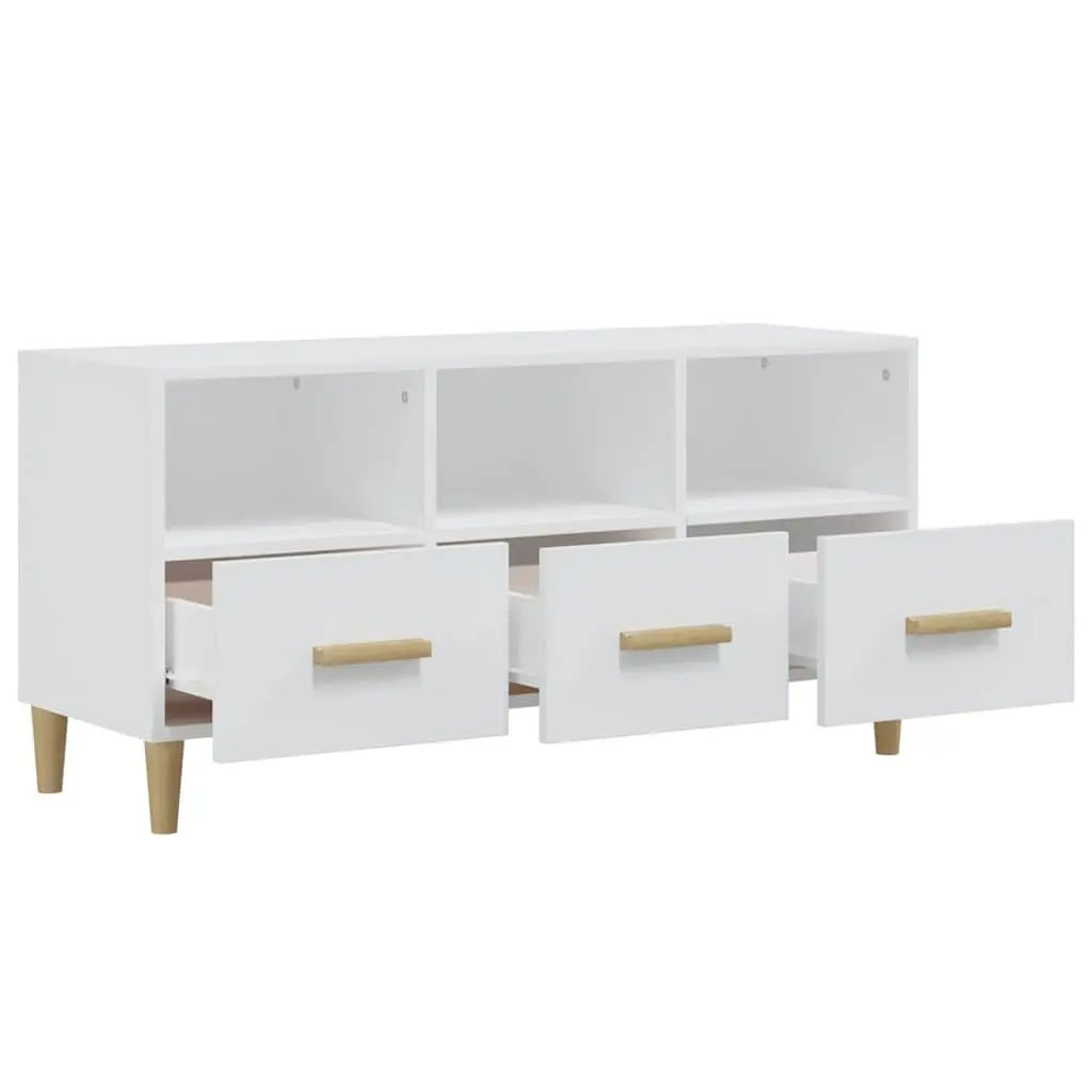 TV Cabinet Modern Media Unit High Gloss White Storage Drawers Compartments 102 x 36 x 50 cm