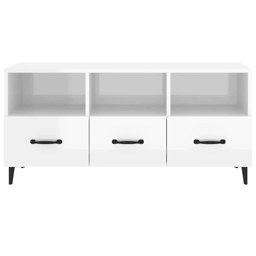 TV Cabinet High Gloss White Modern Media Unit Storage Drawers Shelves Engineered