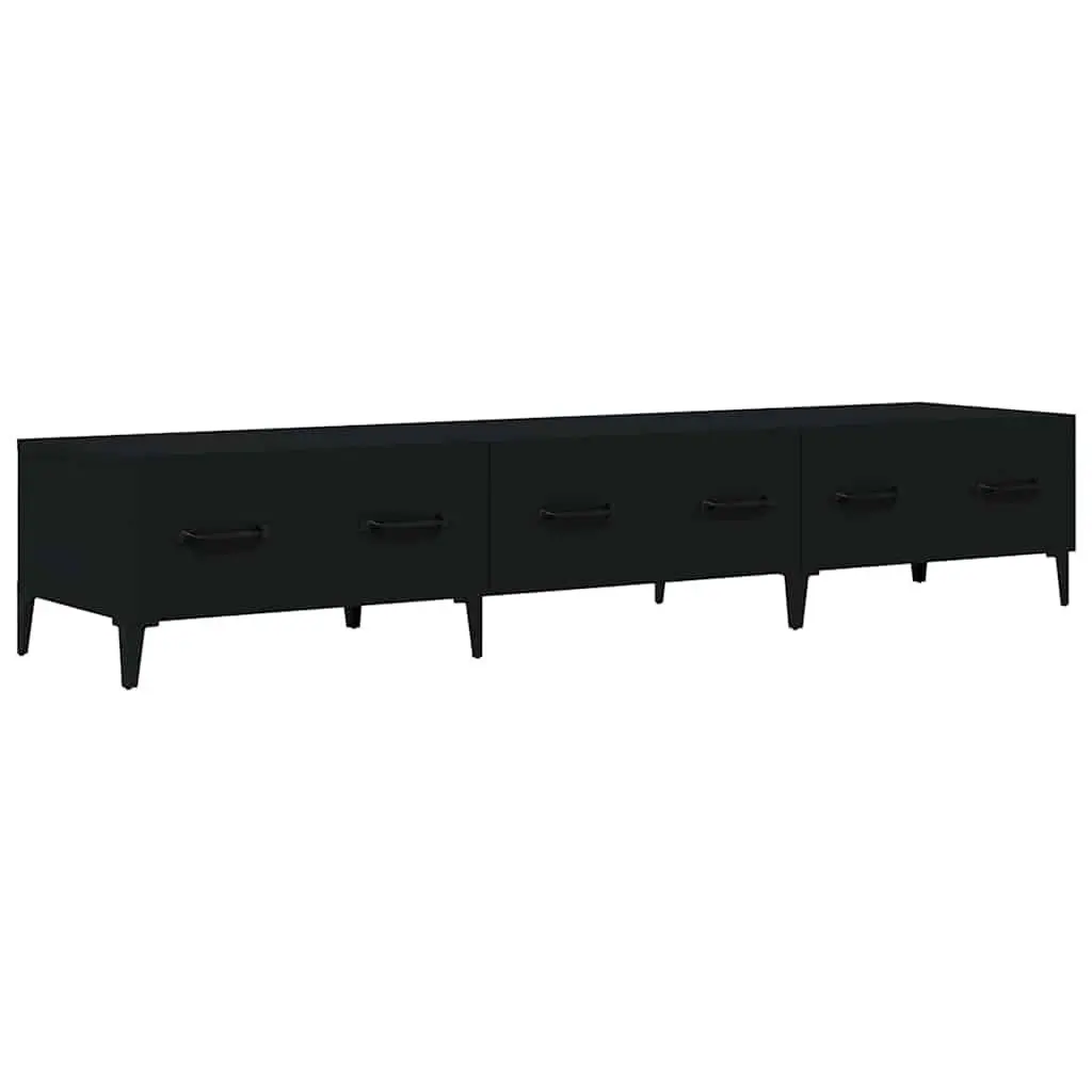 TV Cabinet Black Media Unit Engineered Wood Living Room Storage 150 x 34.5 x 30 cm
