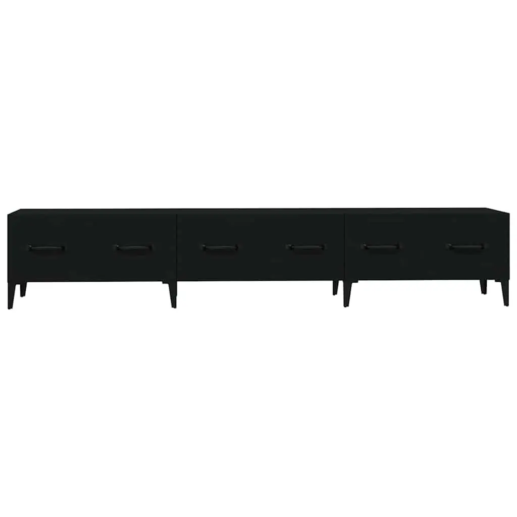 TV Cabinet Black Media Unit Engineered Wood Living Room Storage 150 x 34.5 x 30 cm