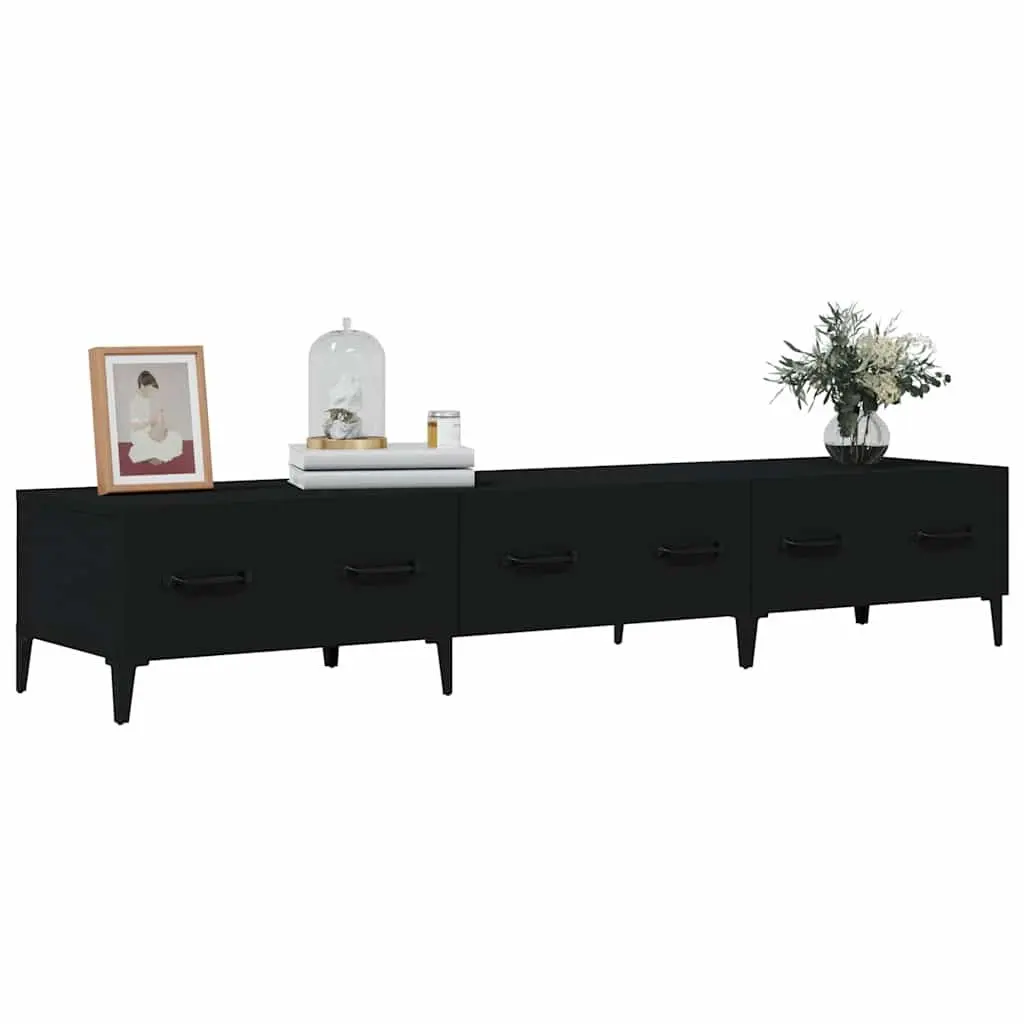 TV Cabinet Black Media Unit Engineered Wood Living Room Storage 150 x 34.5 x 30 cm