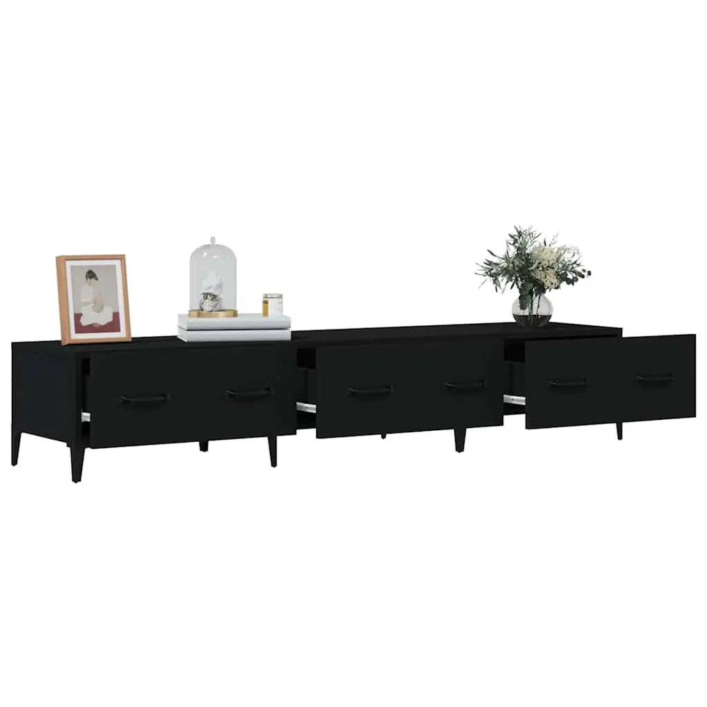 TV Cabinet Black Media Unit Engineered Wood Living Room Storage 150 x 34.5 x 30 cm
