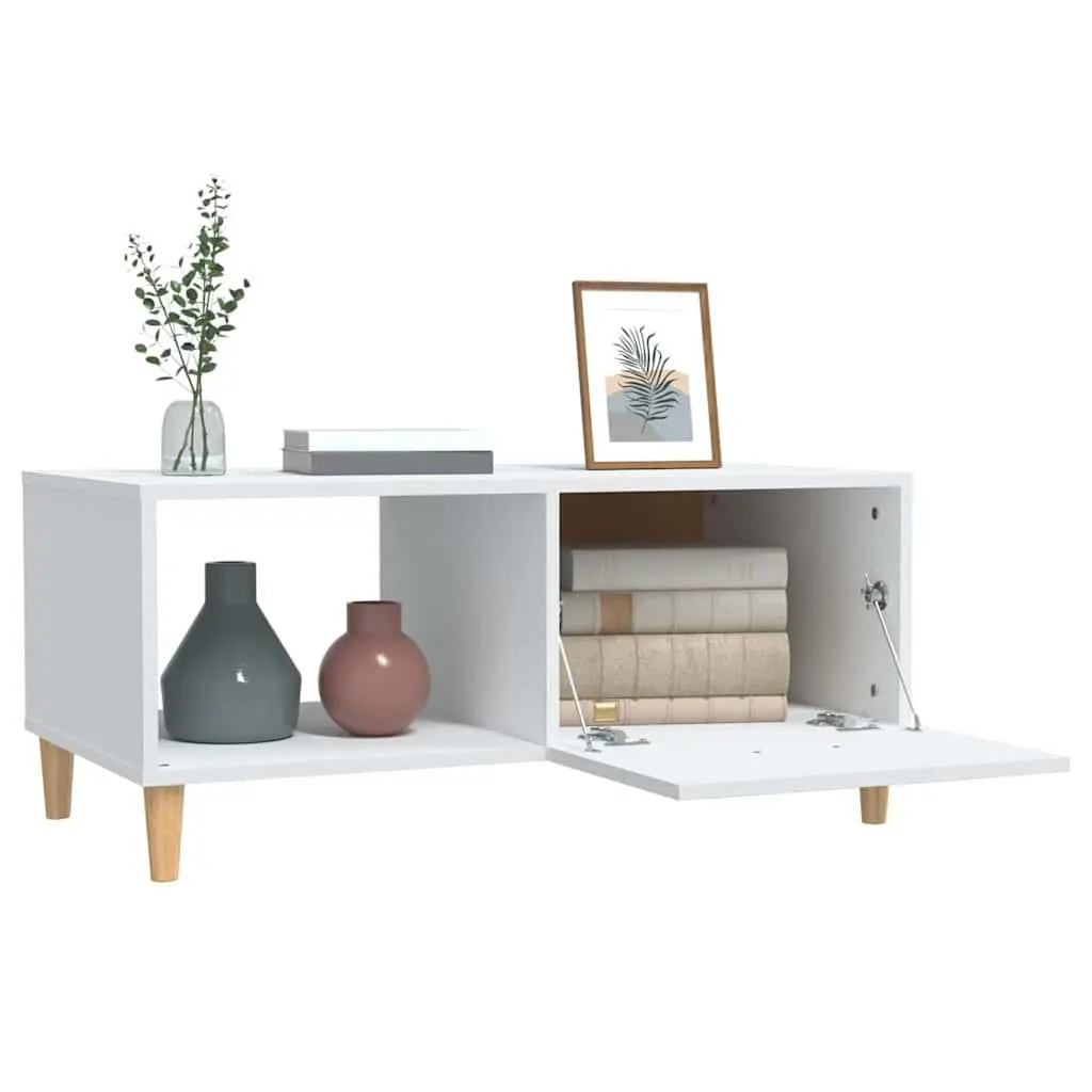 White Coffee Table 89.5x50x40cm Engineered Wood Living Room Side End Table