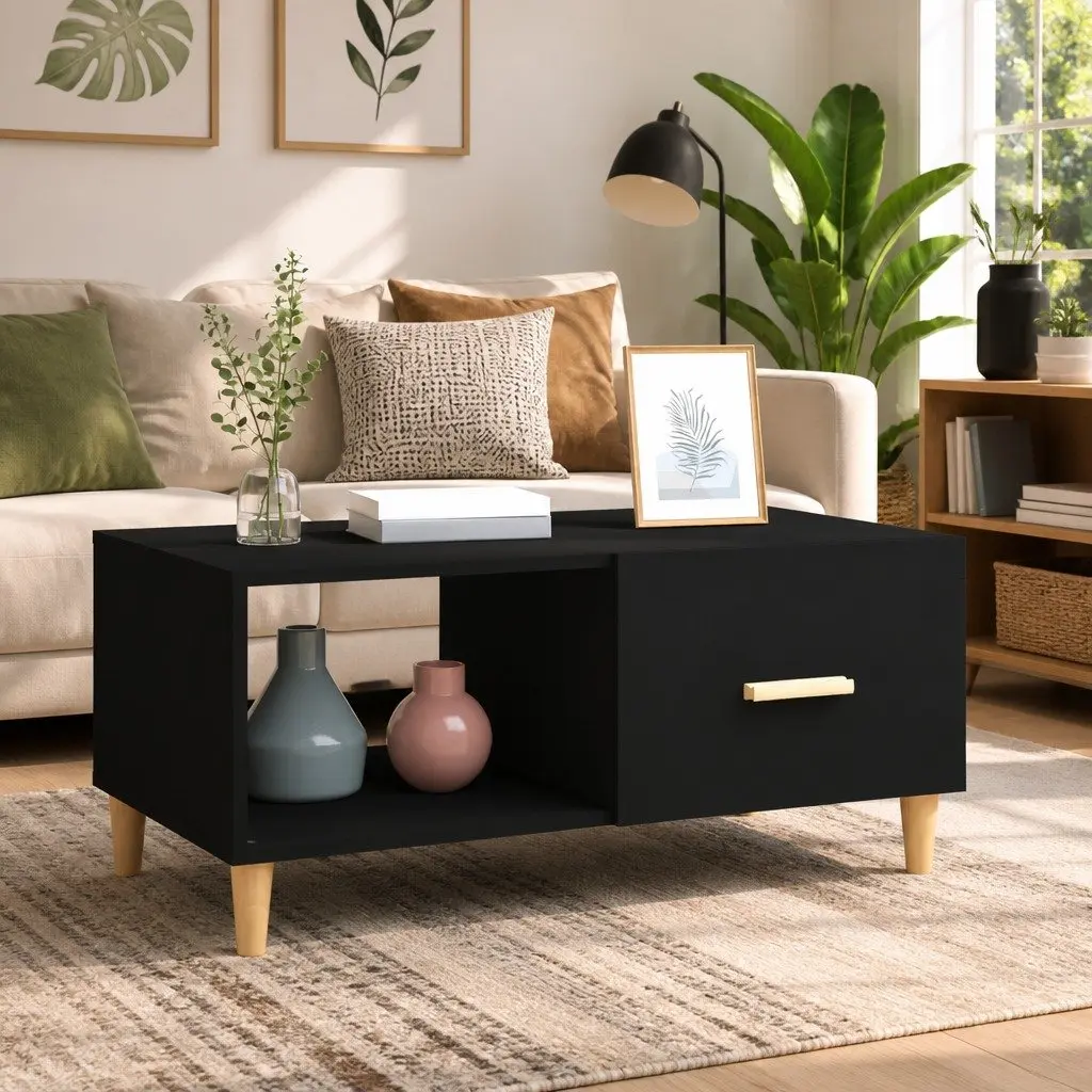 Black Coffee Table with Storage Options