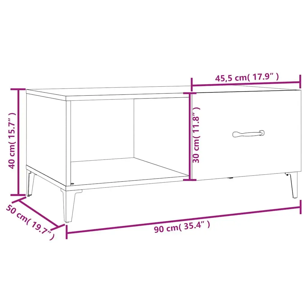 Coffee Table White High Gloss Storage Modern Living Room Accent Furniture