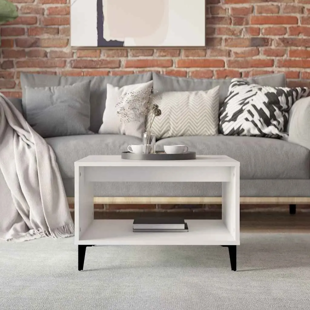 Coffee Table Open Storage Compartment Living Room 60L x 50W x 40H cm White