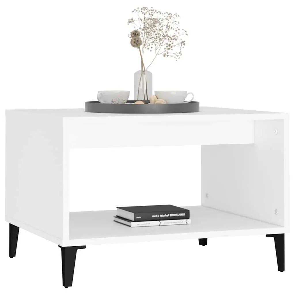 Coffee Table Open Storage Compartment Living Room 60L x 50W x 40H cm White