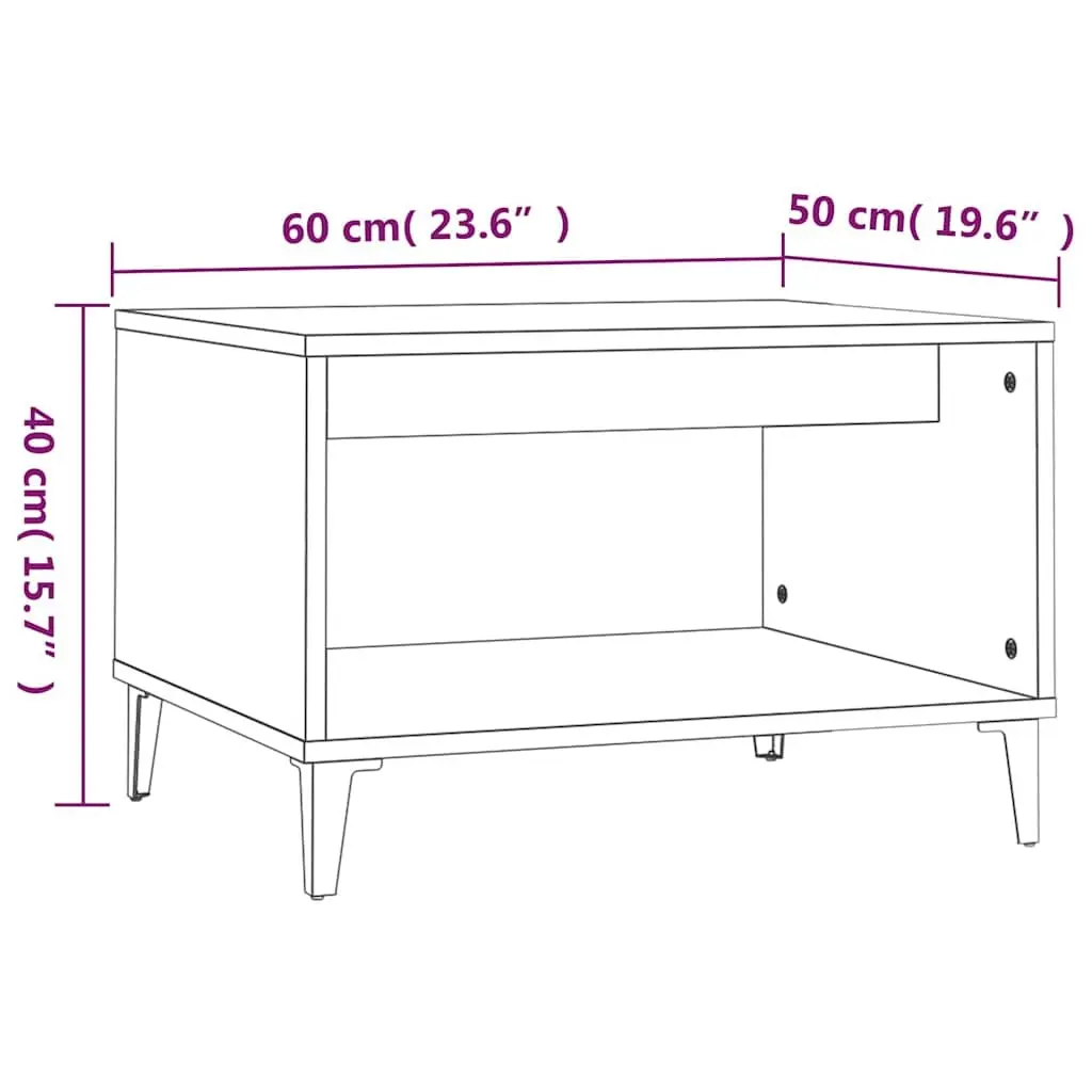 Coffee Table Open Storage Compartment Living Room 60L x 50W x 40H cm White