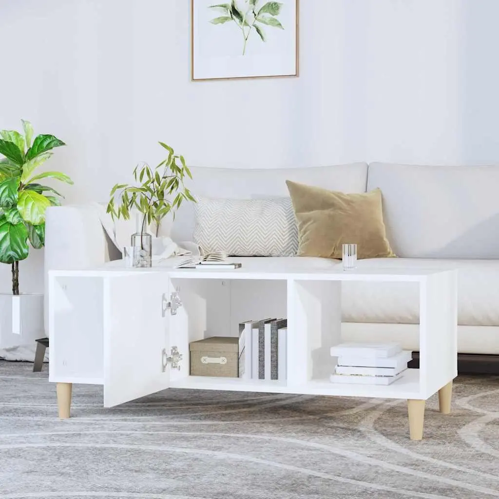 Coffee Table Storage Compartments 102x50x40 cm White