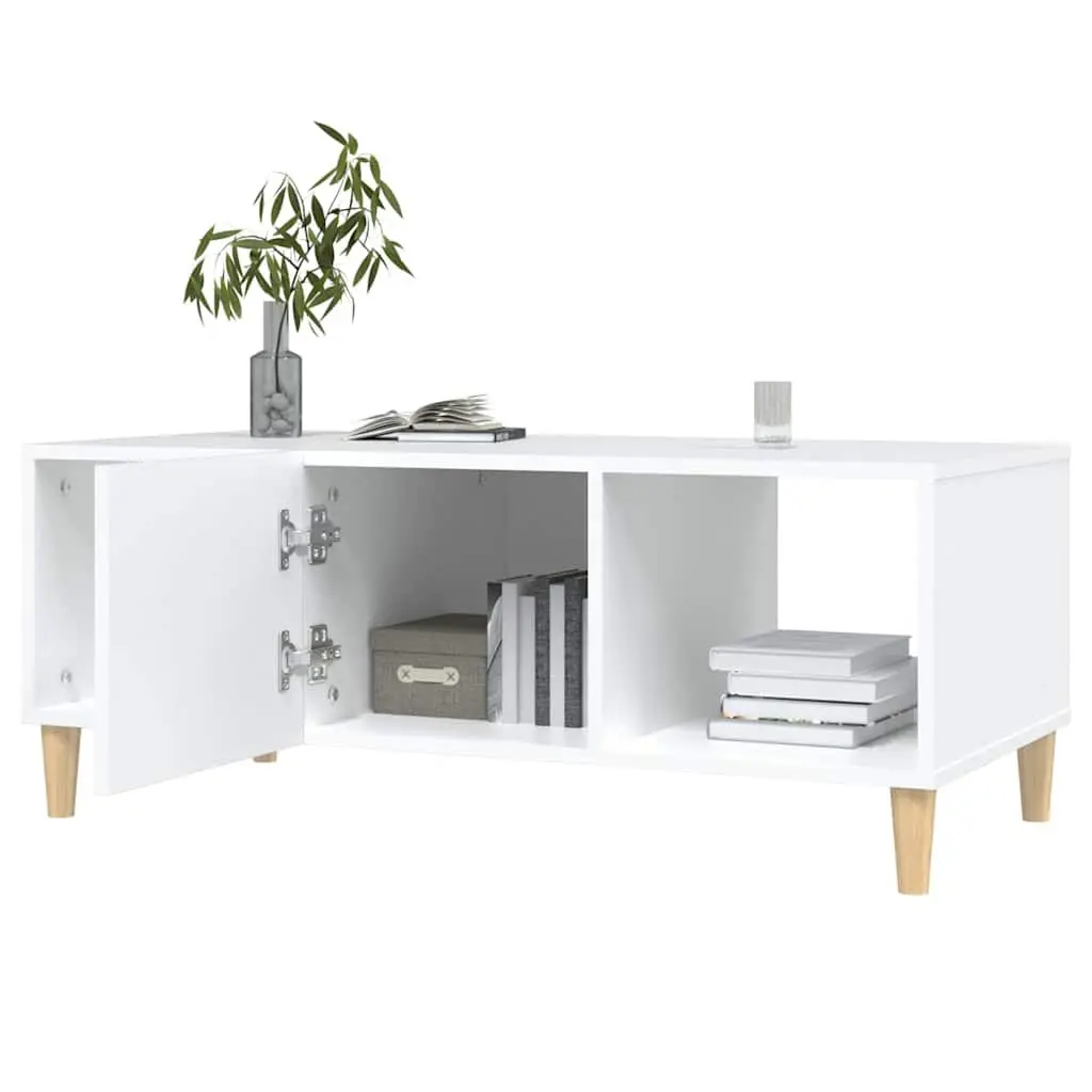 Coffee Table Storage Compartments 102x50x40 cm White