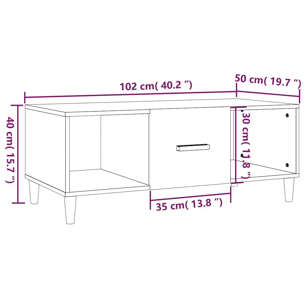 Coffee Table Storage Compartments 102x50x40 cm White