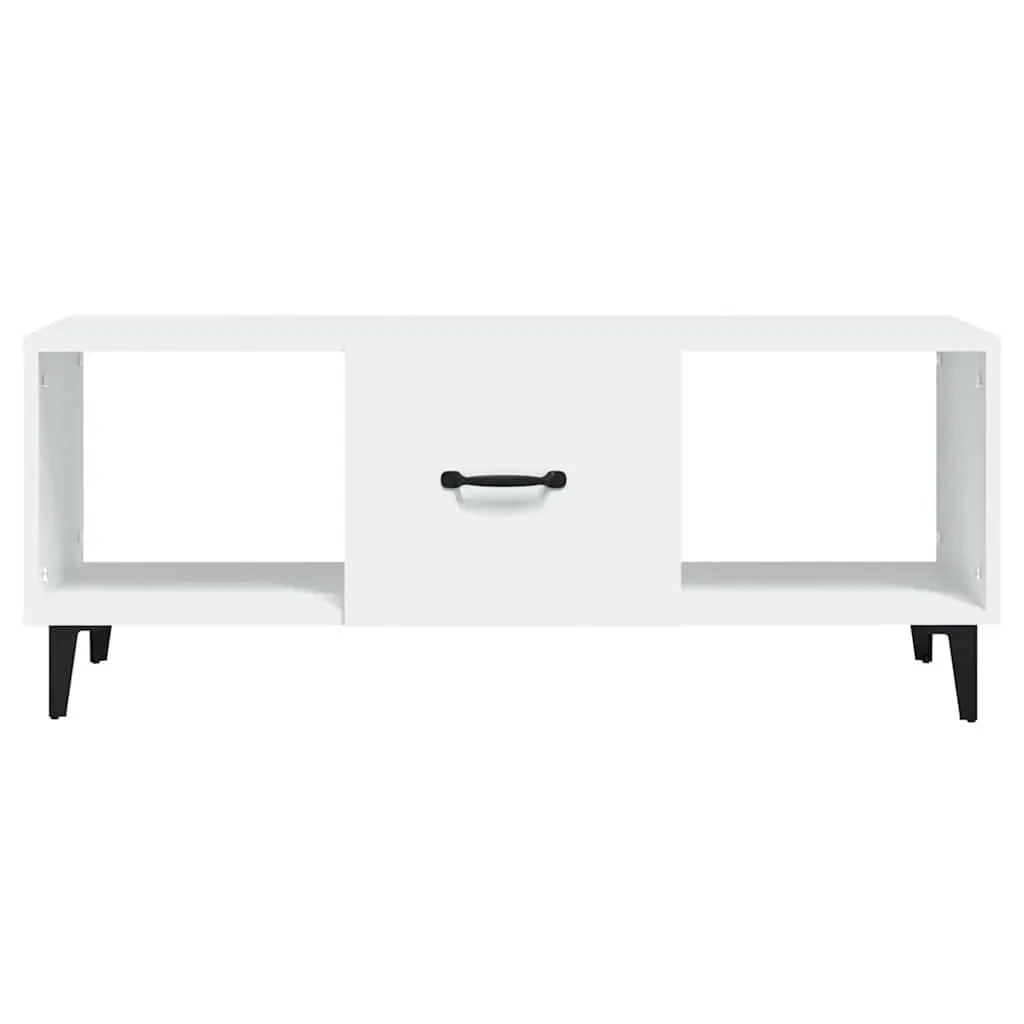 Coffee Table White 102x50x40 cm Storage Compartments Minimalist Design Accent