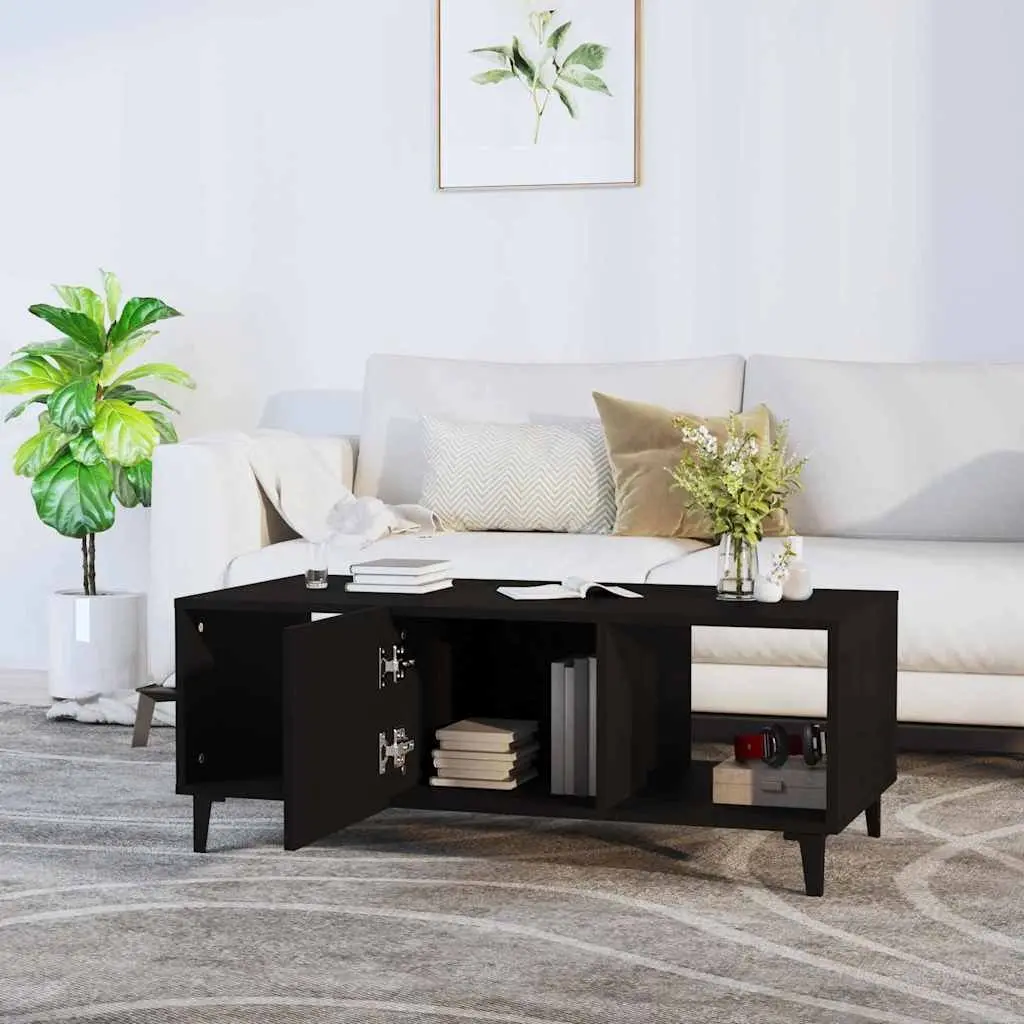 Coffee Table Storage Compartment 102x50x40 cm Black Engineered Wood