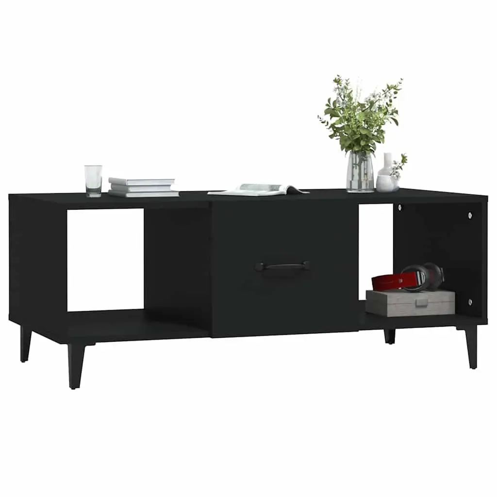 Coffee Table Storage Compartment 102x50x40 cm Black Engineered Wood