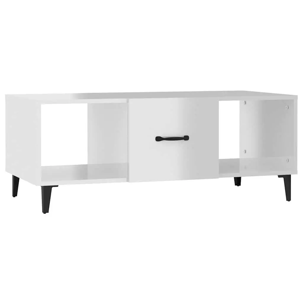 High Gloss White Coffee Table with Ample Storage Options