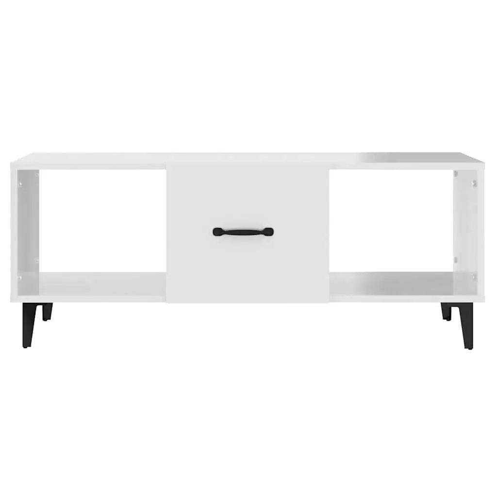 High Gloss White Coffee Table with Ample Storage Options