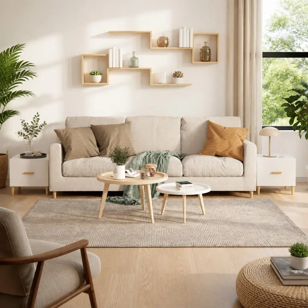 White High Gloss Coffee Tables Set of 2 Engineered Wood 50x50x40cm Minimalist Side Tables for Living Room