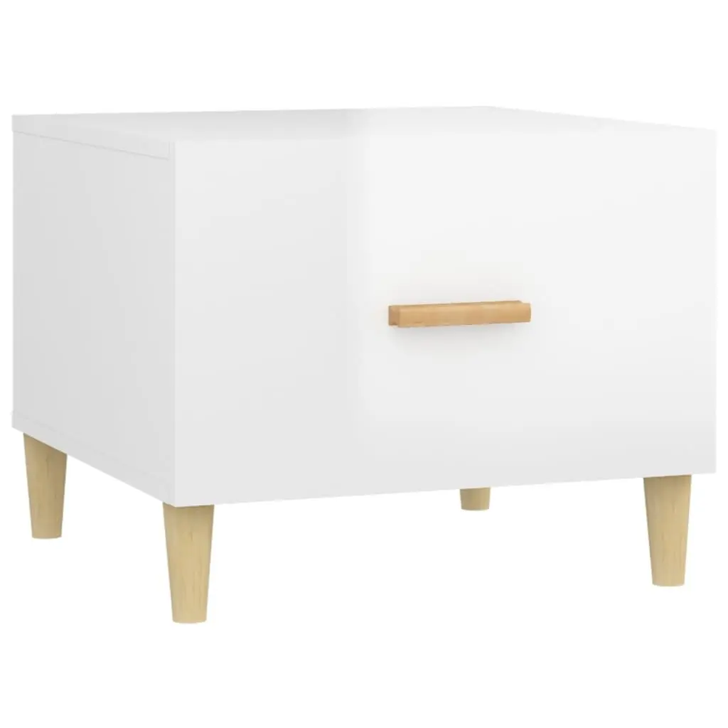 White High Gloss Coffee Tables Set of 2 Engineered Wood 50x50x40cm Minimalist Side Tables for Living Room