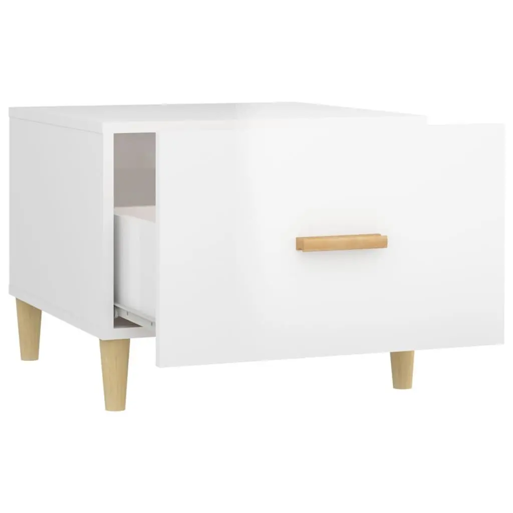 White High Gloss Coffee Tables Set of 2 Engineered Wood 50x50x40cm Minimalist Side Tables for Living Room