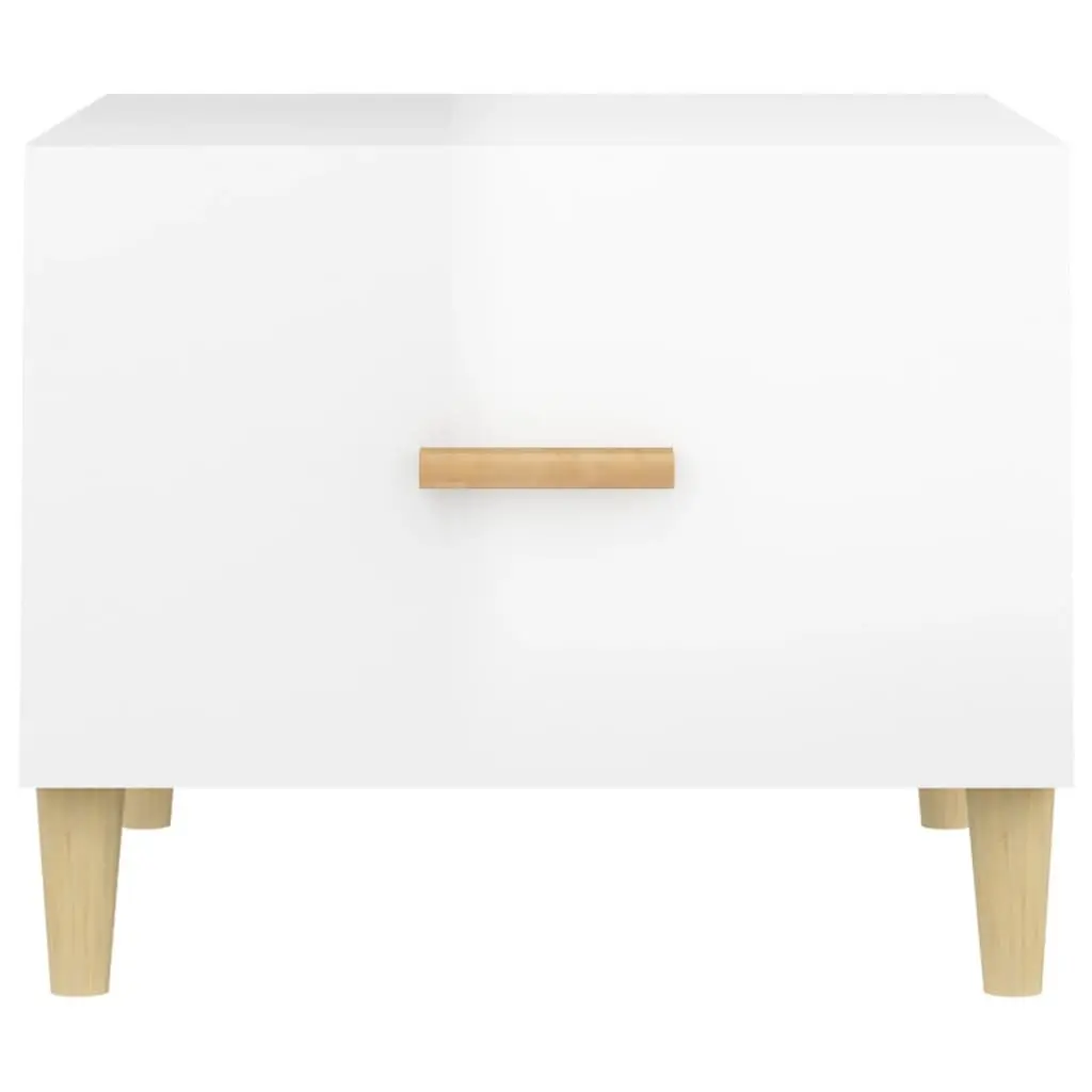 White High Gloss Coffee Tables Set of 2 Engineered Wood 50x50x40cm Minimalist Side Tables for Living Room