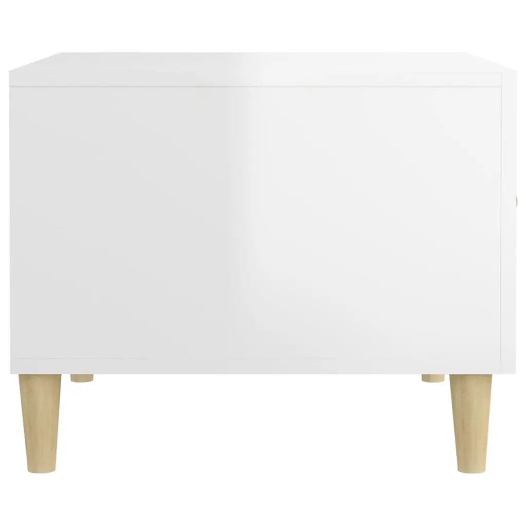 White High Gloss Coffee Tables Set of 2 Engineered Wood 50x50x40cm Minimalist Side Tables for Living Room