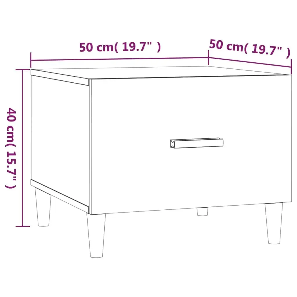 White High Gloss Coffee Tables Set of 2 Engineered Wood 50x50x40cm Minimalist Side Tables for Living Room