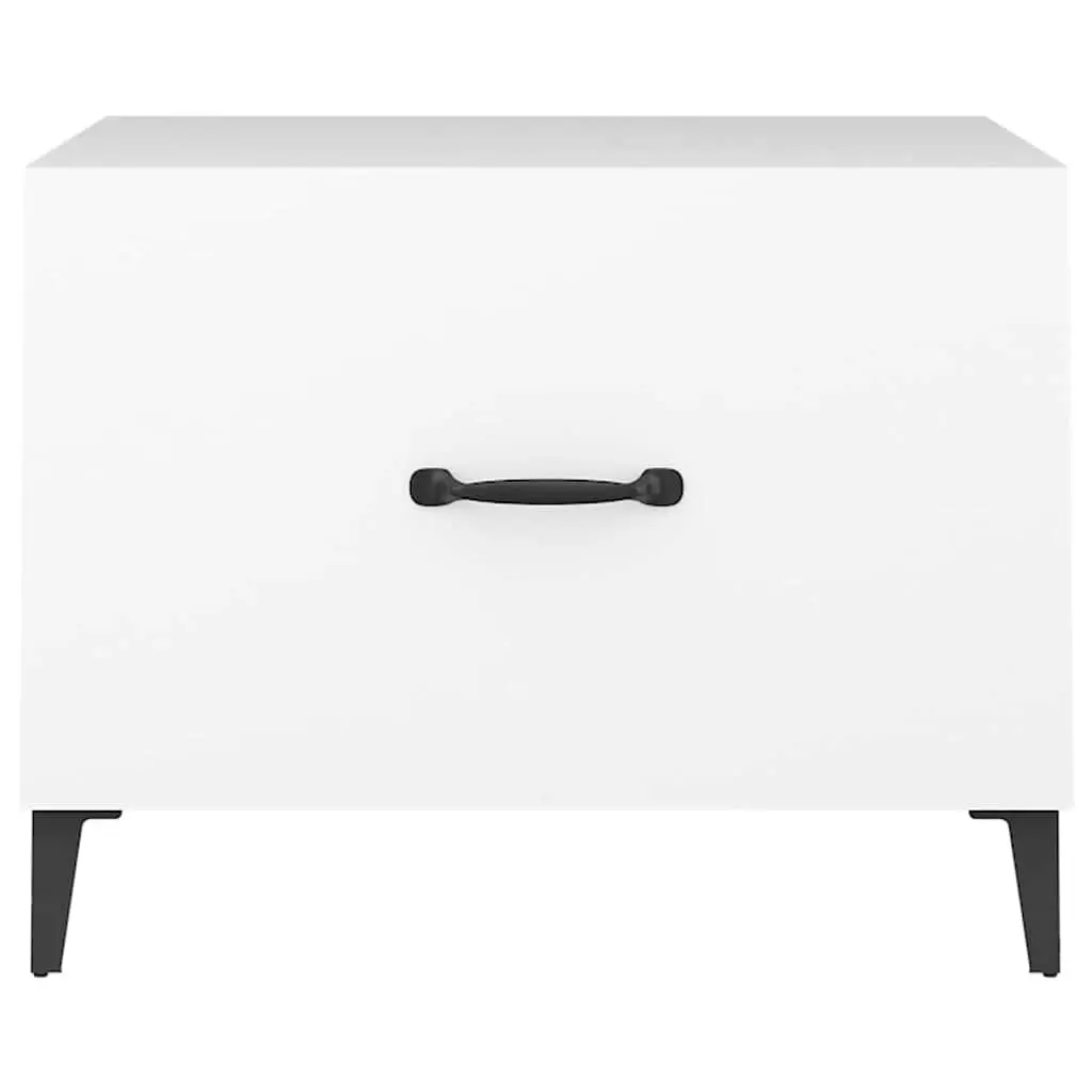 Coffee Table with Metal Legs 2 Pcs White 50x50x40 cm Side Accent Storage