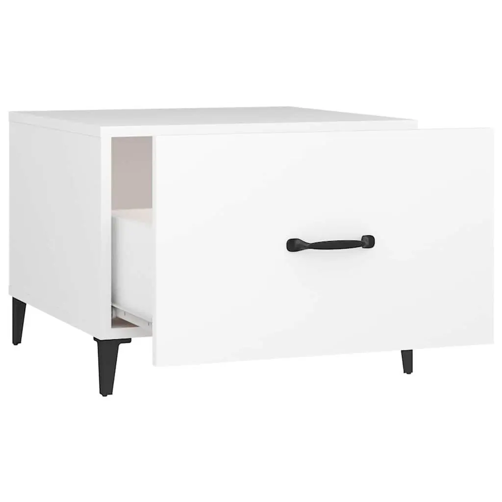 Coffee Table with Metal Legs 2 Pcs White 50x50x40 cm Side Accent Storage