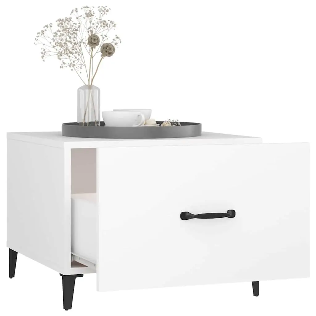 Coffee Table with Metal Legs 2 Pcs White 50x50x40 cm Side Accent Storage