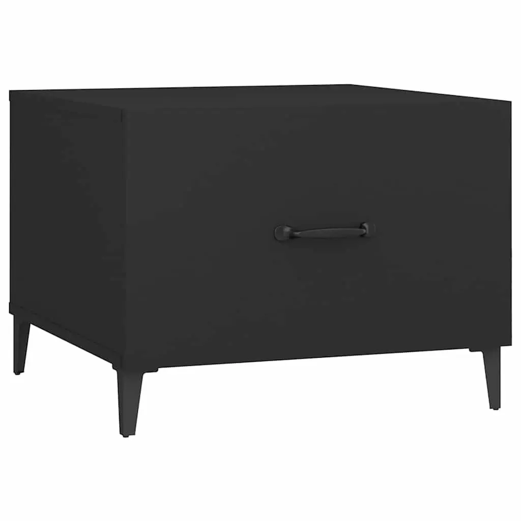 Coffee Table Set 2 pcs Storage Drawer 50x50x40 cm Black Industrial Metal Legs