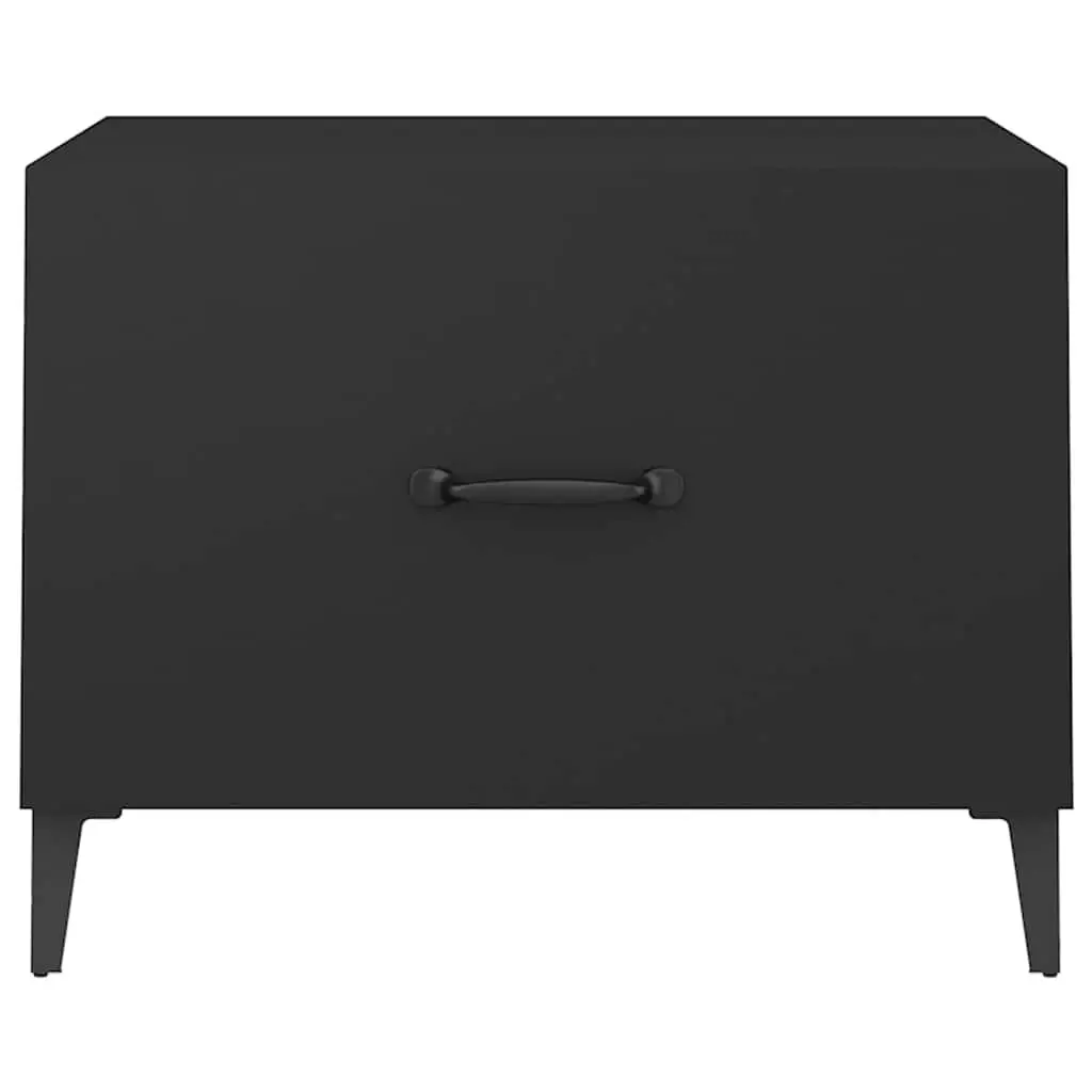 Coffee Table Set 2 pcs Storage Drawer 50x50x40 cm Black Industrial Metal Legs