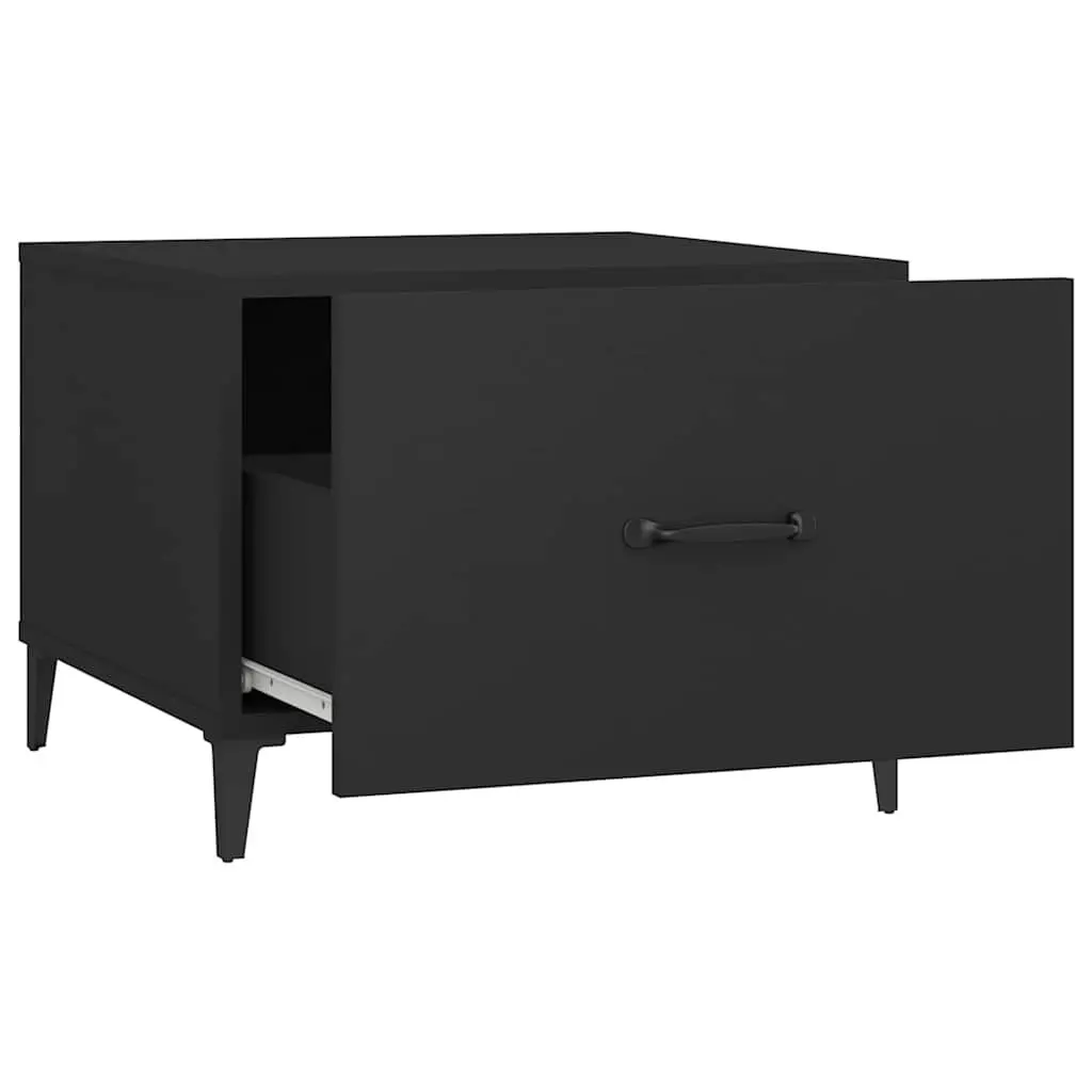 Coffee Table Set 2 pcs Storage Drawer 50x50x40 cm Black Industrial Metal Legs