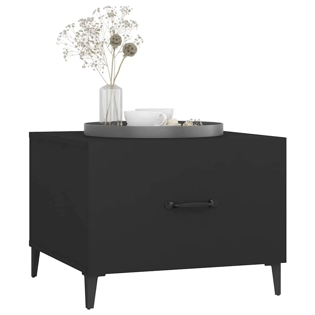 Coffee Table Set 2 pcs Storage Drawer 50x50x40 cm Black Industrial Metal Legs