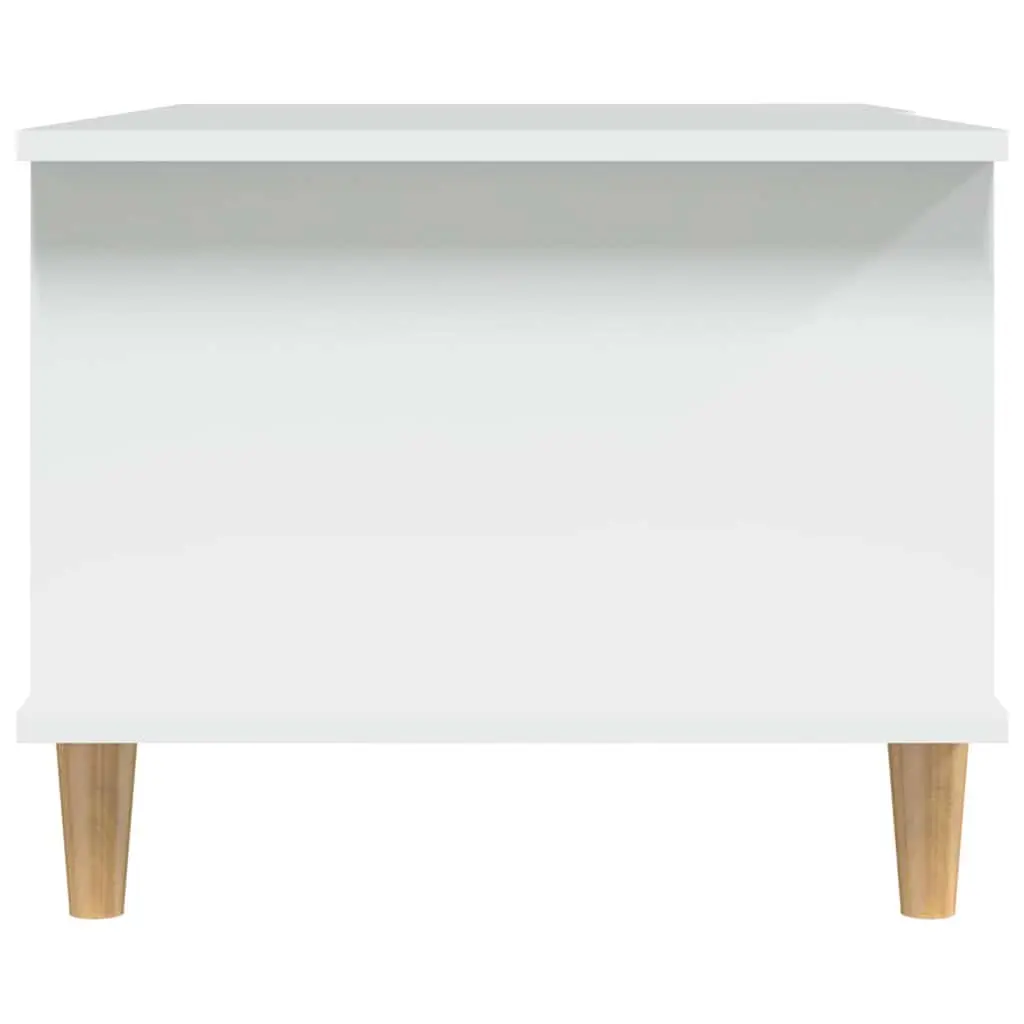 Coffee Table White Storage Compartment Shelf Engineered Wood Living Room