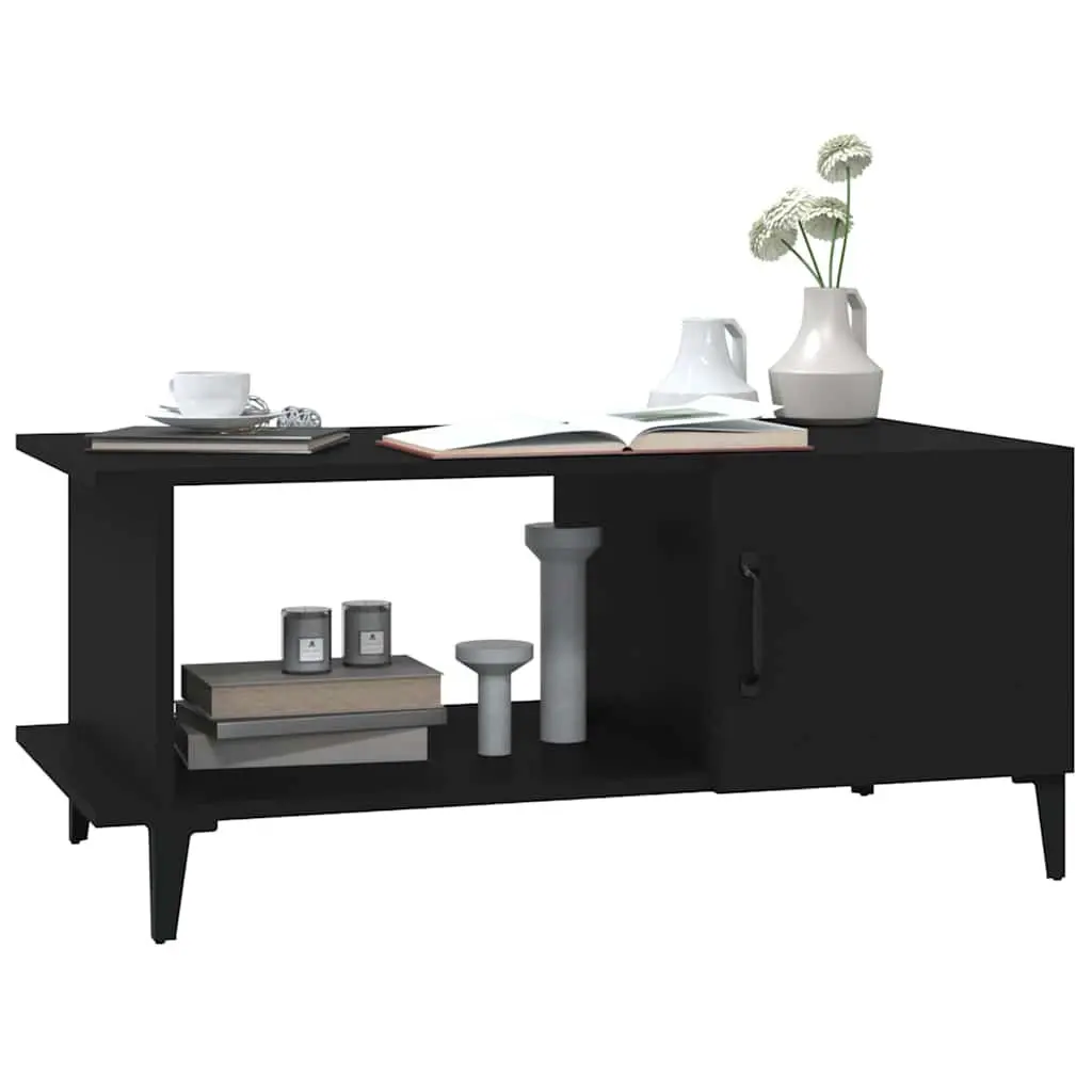 Coffee Table Black 90x50x40 cm Engineered Wood Storage Compartment Shelf