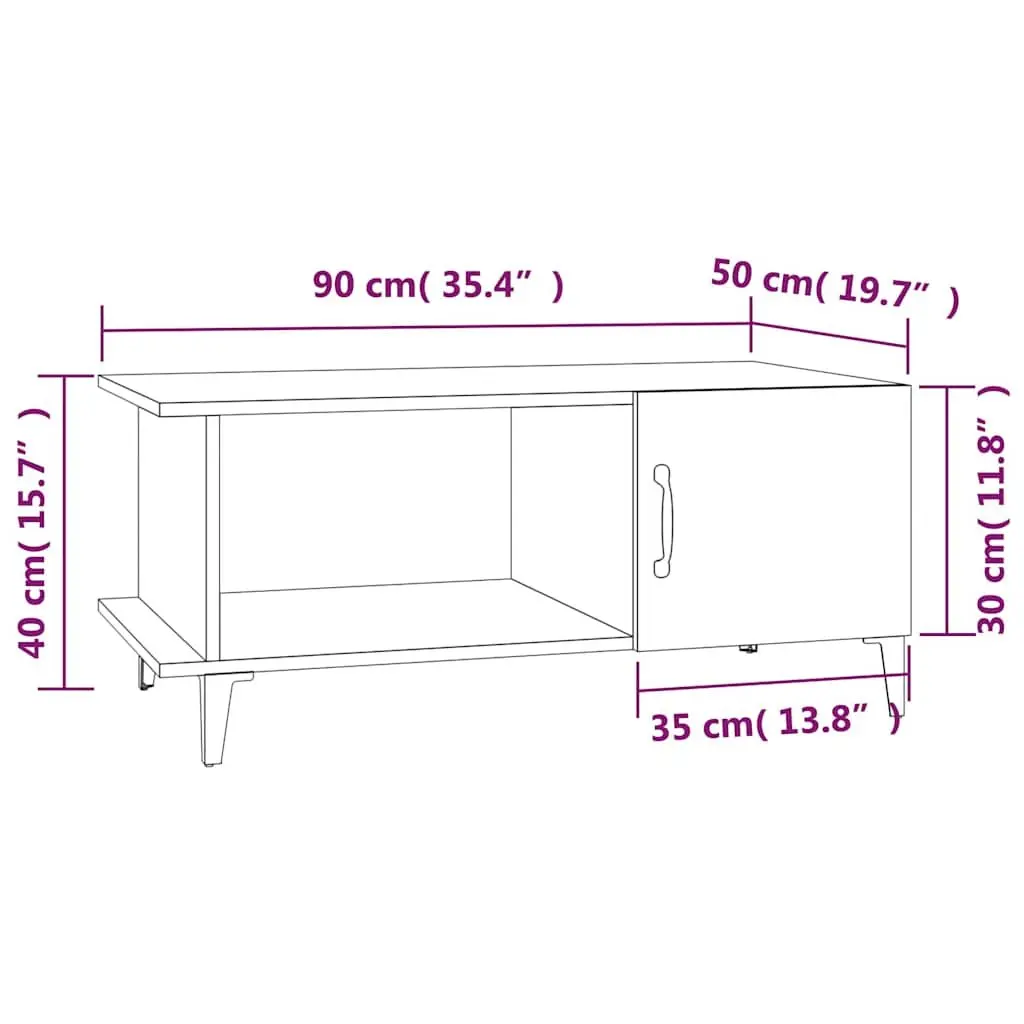 Coffee Table High Gloss White with Storage Compartment Shelf Metal Legs