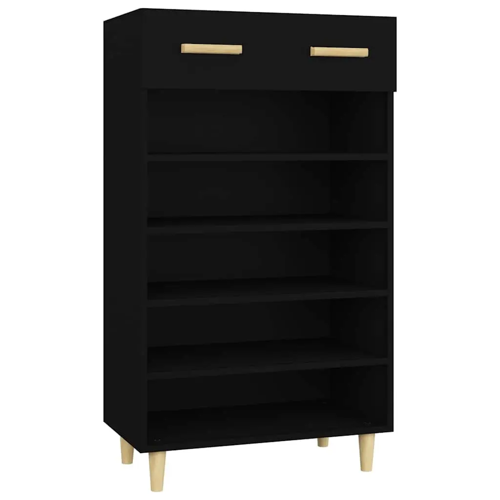 Shoe Cabinet Storage Organiser 60x35x105cm Black 5 Compartments Drawer