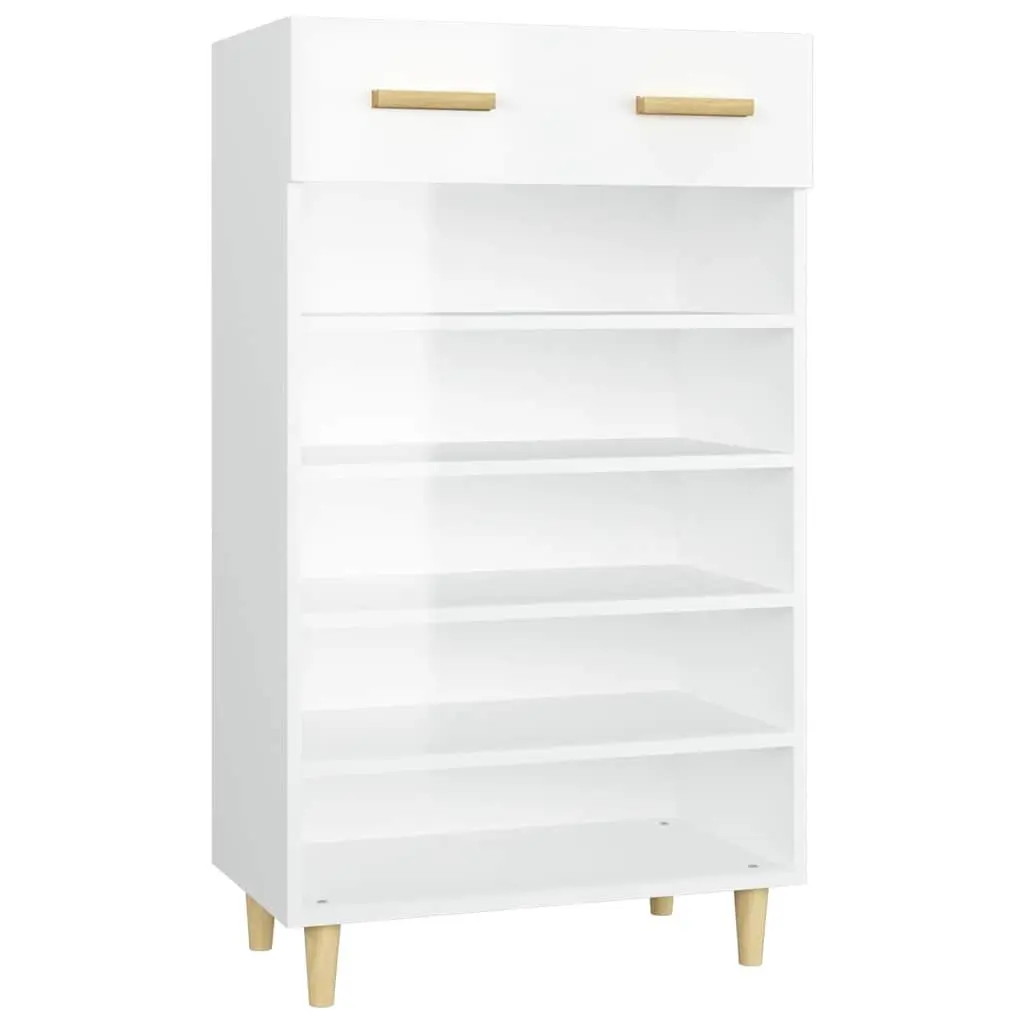 Shoe Cabinet Organiser White Tall Storage 5 Compartments 1 Drawer