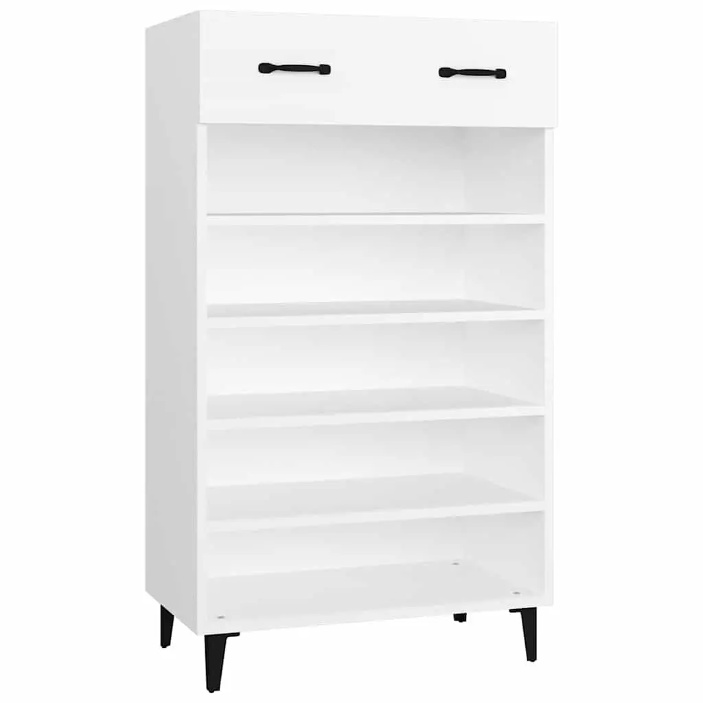 Shoe Cabinet White Engineered Wood Storage Cupboard 60 x 35 x 105 cm