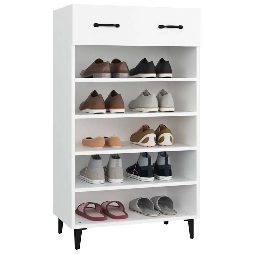 Shoe Cabinet White Engineered Wood Storage Cupboard 60 x 35 x 105 cm