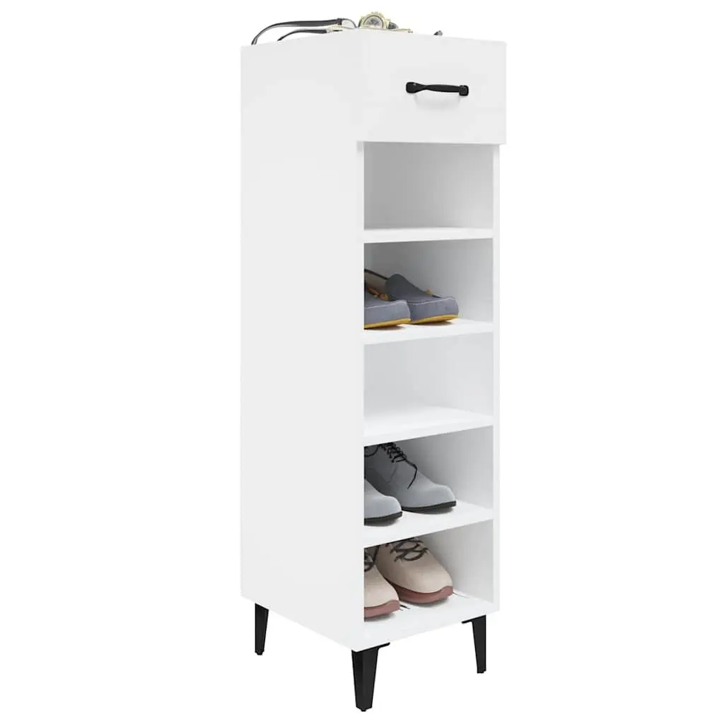 Shoe Cabinet Storage Organiser White High Gloss 30W x 35D x 105H cm