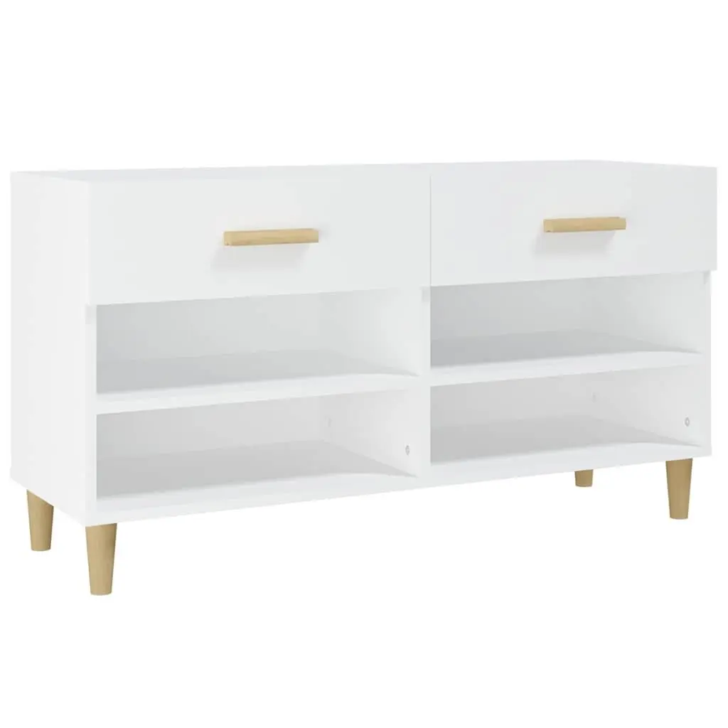 Shoe Cabinet Storage Organiser 2 Drawers 4 Compartments White