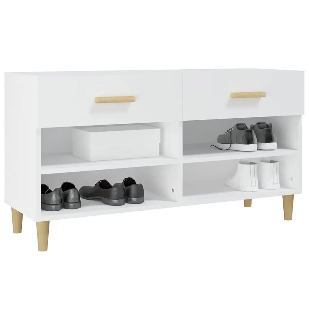 Shoe Cabinet Storage Organiser 2 Drawers 4 Compartments White