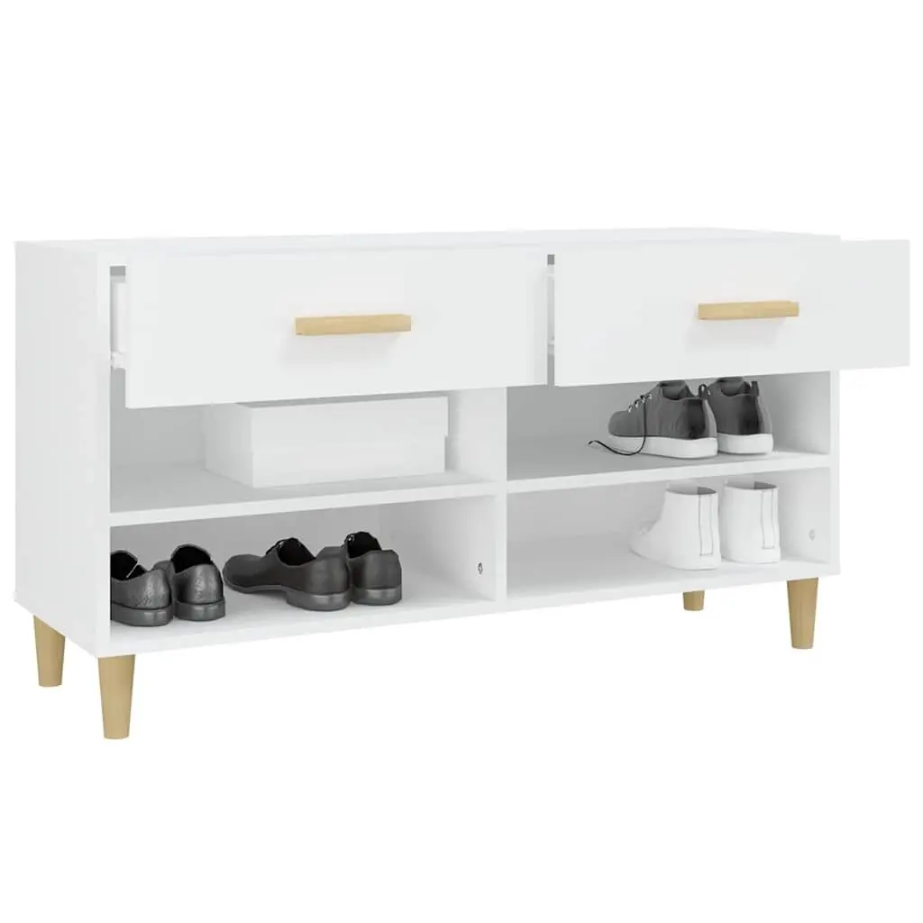 Shoe Cabinet Storage Organiser 2 Drawers 4 Compartments White