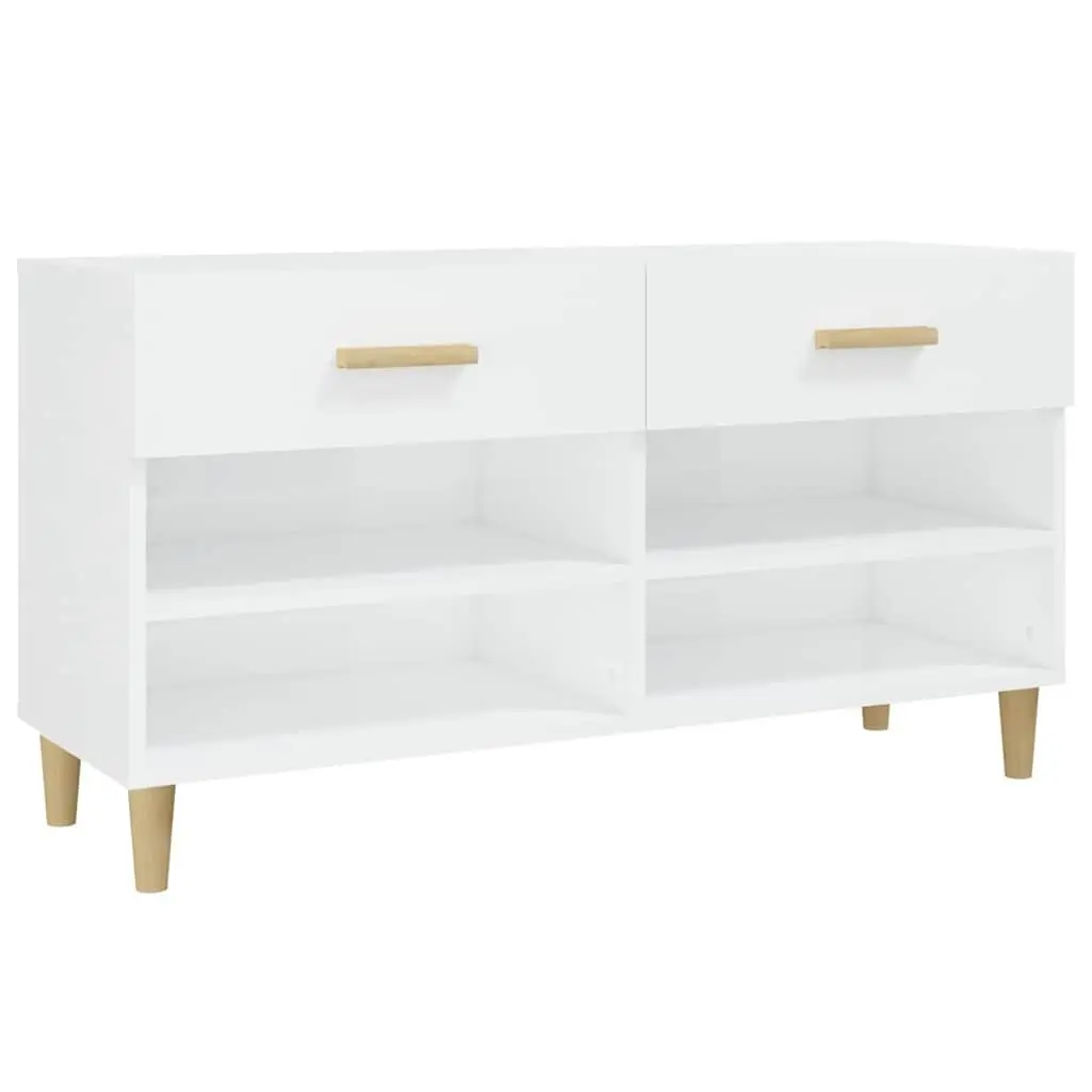Shoe Cabinet Storage Organiser High Gloss White 102W x 35D x 55H cm