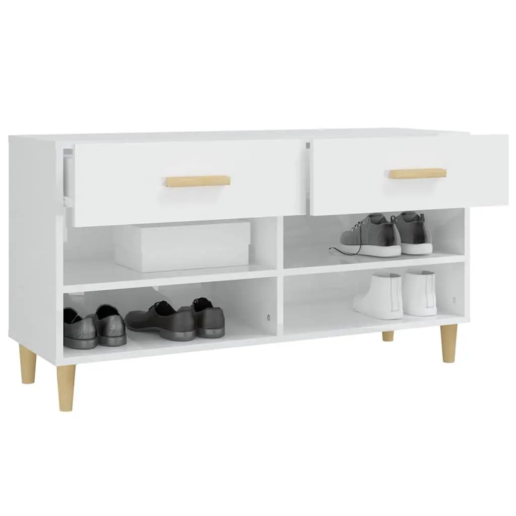 Shoe Cabinet Storage Organiser High Gloss White 102W x 35D x 55H cm