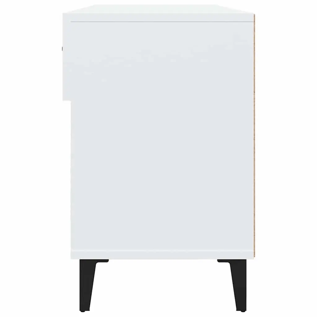 Shoe Storage Cabinet Organiser 4 Compartments 2 Drawers Engineered Wood White