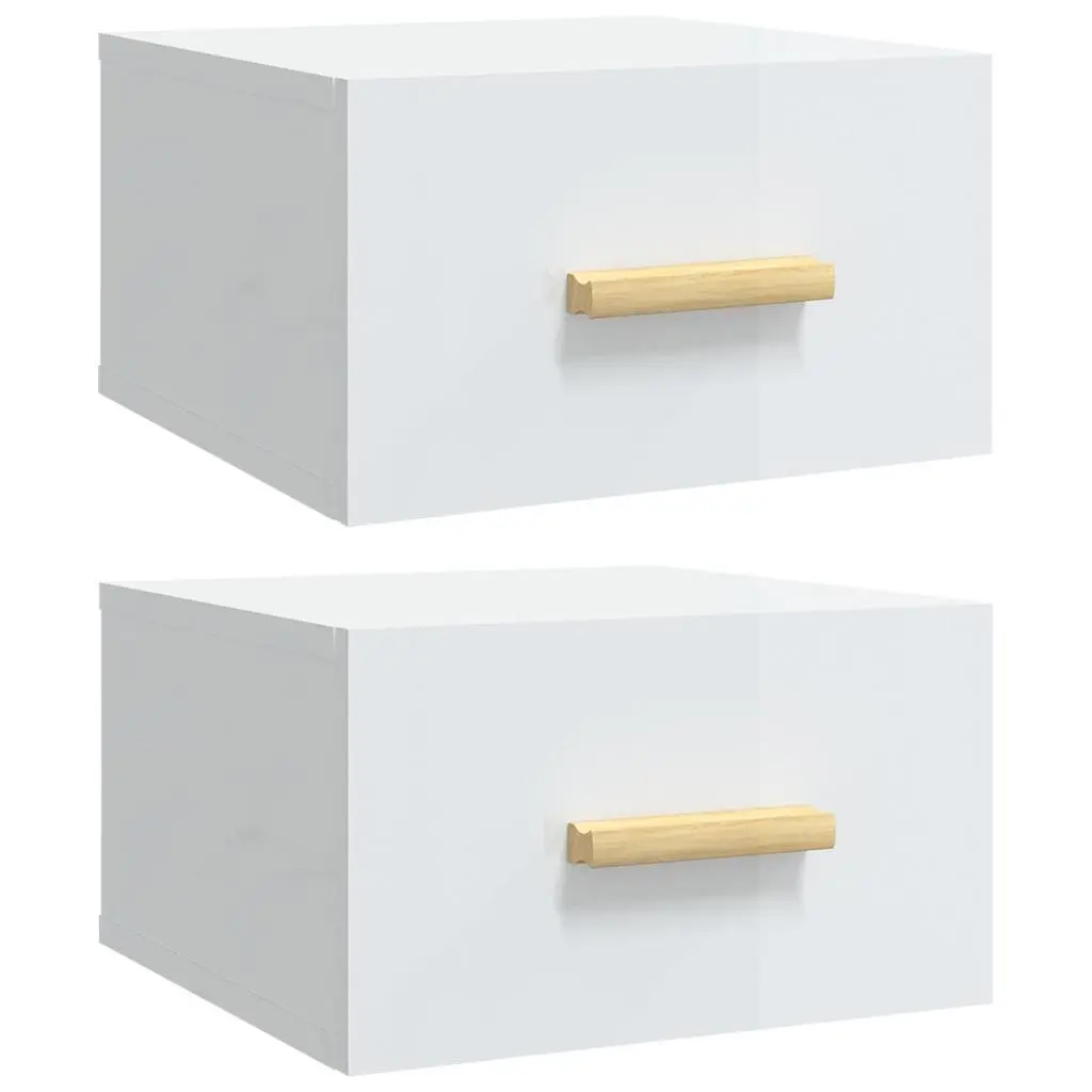 Wall-mounted Bedside Cabinets 2 pcs Floating Nightstands Storage Shelves White
