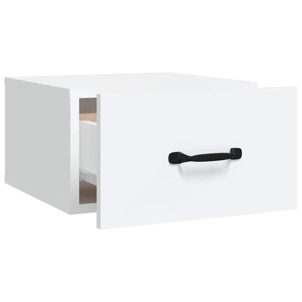 Wall-mounted Bedside Cabinets Set 2 pcs White Floating Night Stands Storage