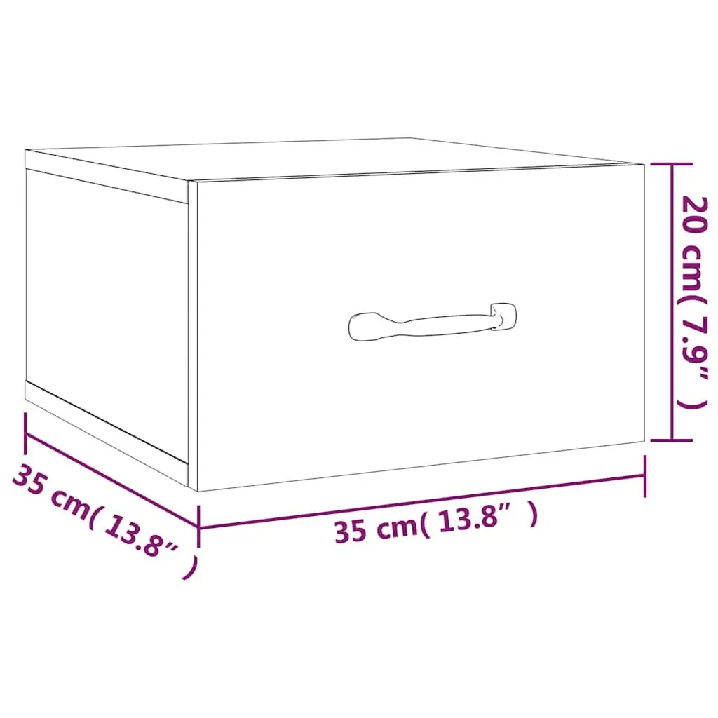 Wall-mounted Bedside Cabinets 2 pcs White Floating Night Stands Storage